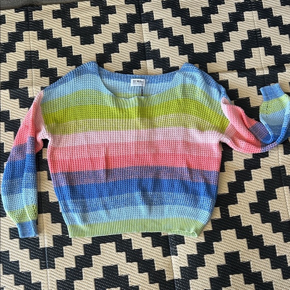 NWT 27 Miles Cinzia Ombré Pullover Rainbow Knit Sweater - Picture 2 of 5